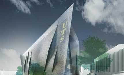 The UTS ITE building is designed as a single sculpture enclosed in tilted fa&ccedil;ade.